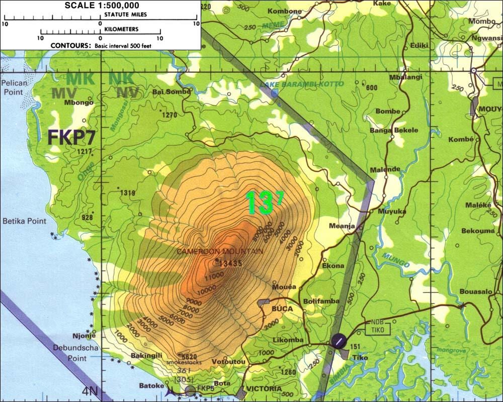 Kamerūnas kalnos karte