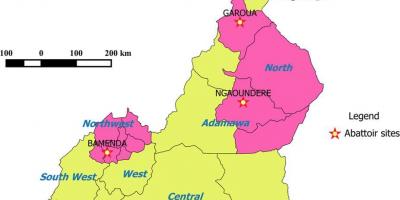 Kamerūna, parādot, reģionu kartes